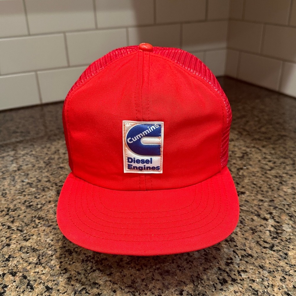 Vintage Cummins Diesel Engines Trucker Hat Snapback Adjustable Red Made in USA